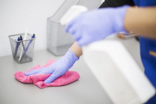 Deep cleaning cleaners team preparing equipment for a property clean