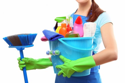 Reliable cleaning company in Cleaners preparing a spotless workspace