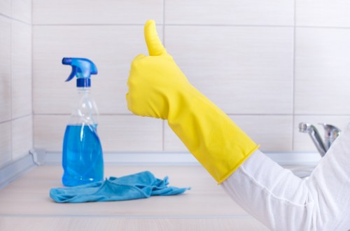 Deep cleaning team checking safety standards during final inspection