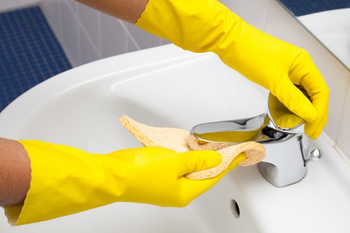 Professional deep cleaning team focusing on detailed surface cleaning