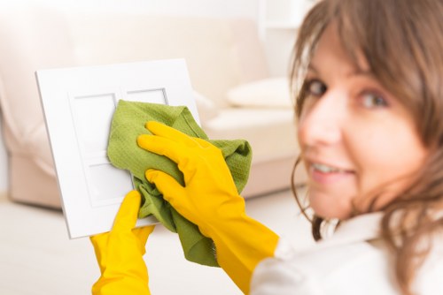 Cleaning company team maintaining a modern office space in Cleaners